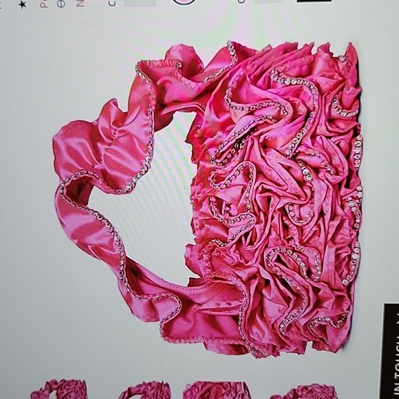 Betsey Johnson Frill Of It All Rhinstone Ruffle Shoulder Bag, Hot Pink NWT - Picture 11 of 12